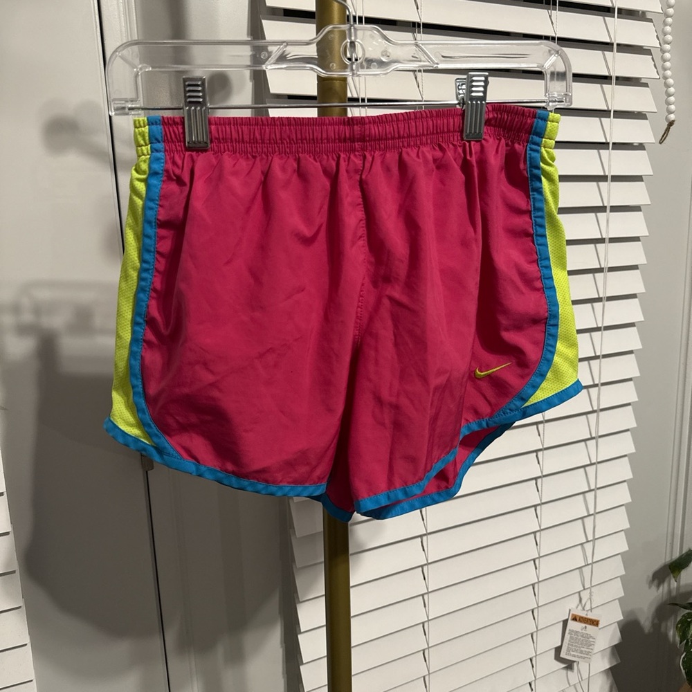 Nike Women's Vibrant Pink and Blue Athletic Shorts